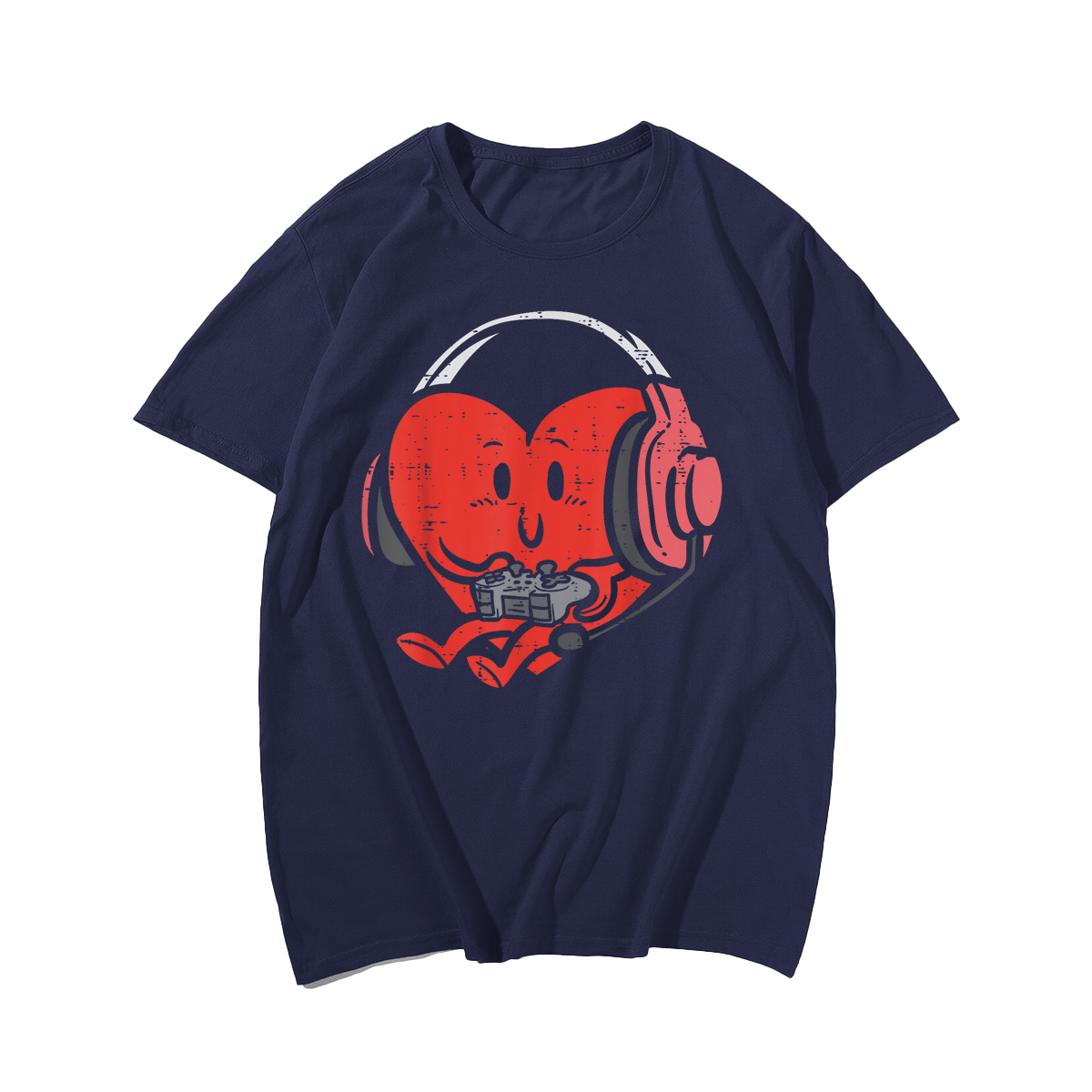 Heart Gamer Gaming Valentines Day T-Shirt, Men Plus Size Oversize T-shirt for Big & Tall Man