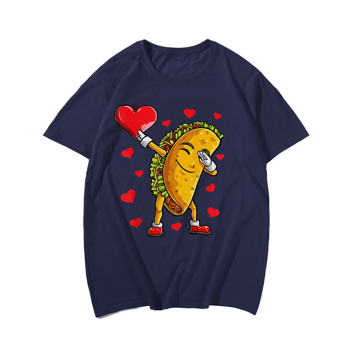 Dabbing Taco Valentines Day Heart T-Shirt, Men Plus Size Oversize T-shirt for Big & Tall Man