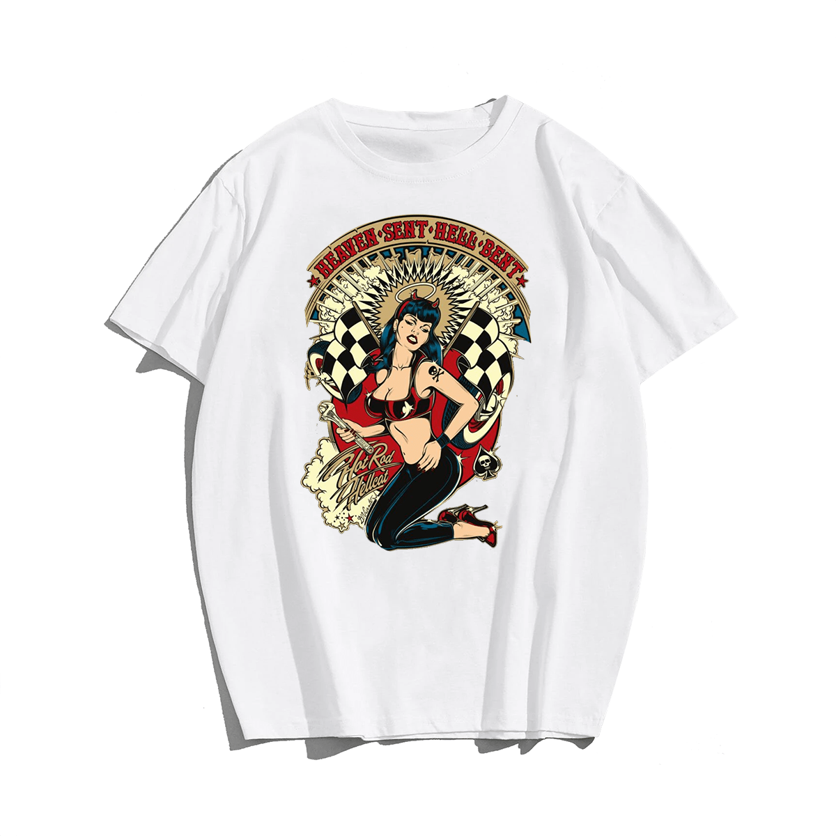 Heaven sent hell bent men's plus size T-shirt 100% cotton