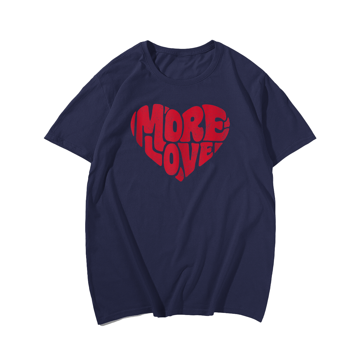 More Love Heart Red Valentines Day Retro Vintage T-Shirts, Men Plus Size Oversize T-shirt for Big & Tall Man