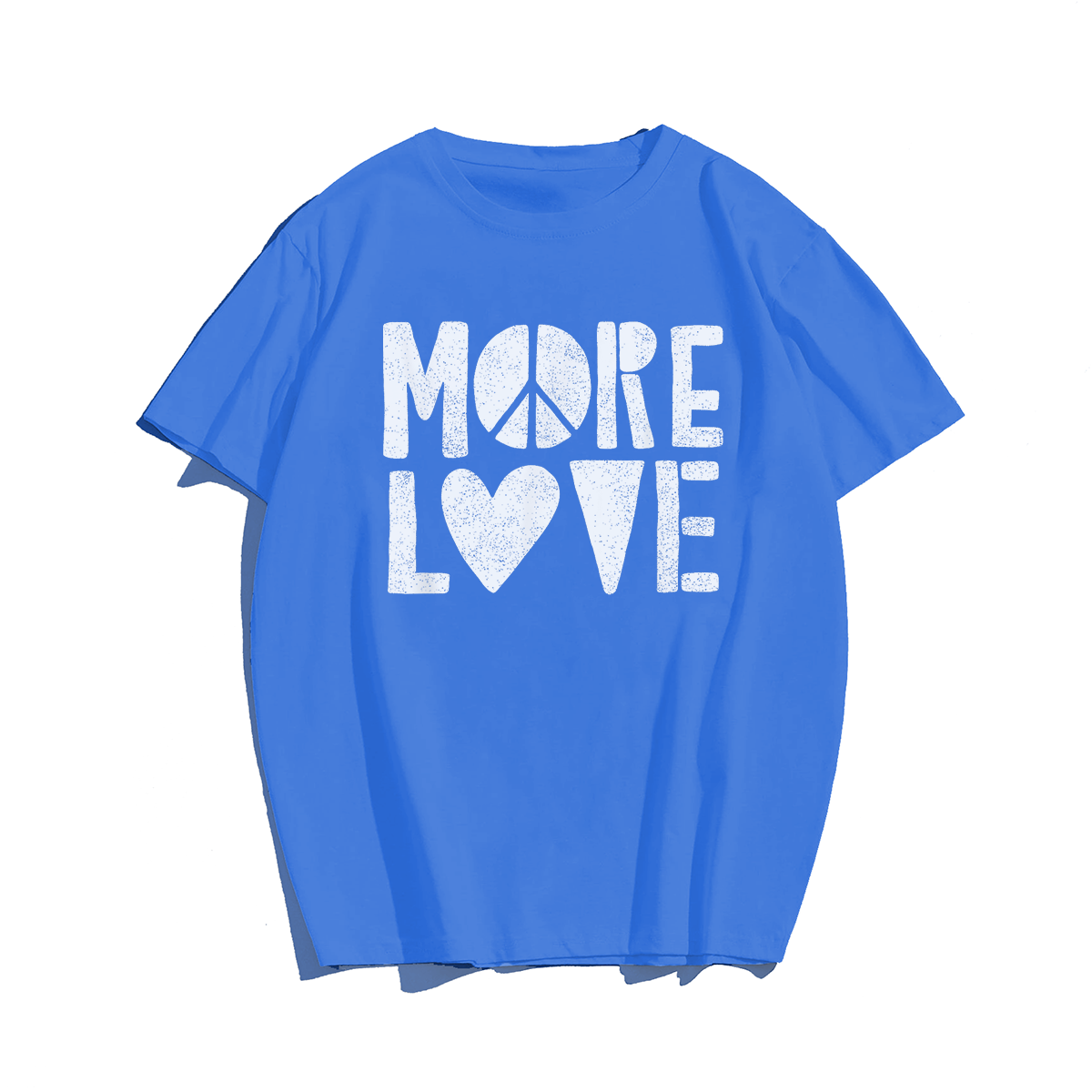 More Love Heart Red Valentines Day Retro Vintage T-Shirt, Men Plus Size Oversize T-shirt for Big & Tall Man