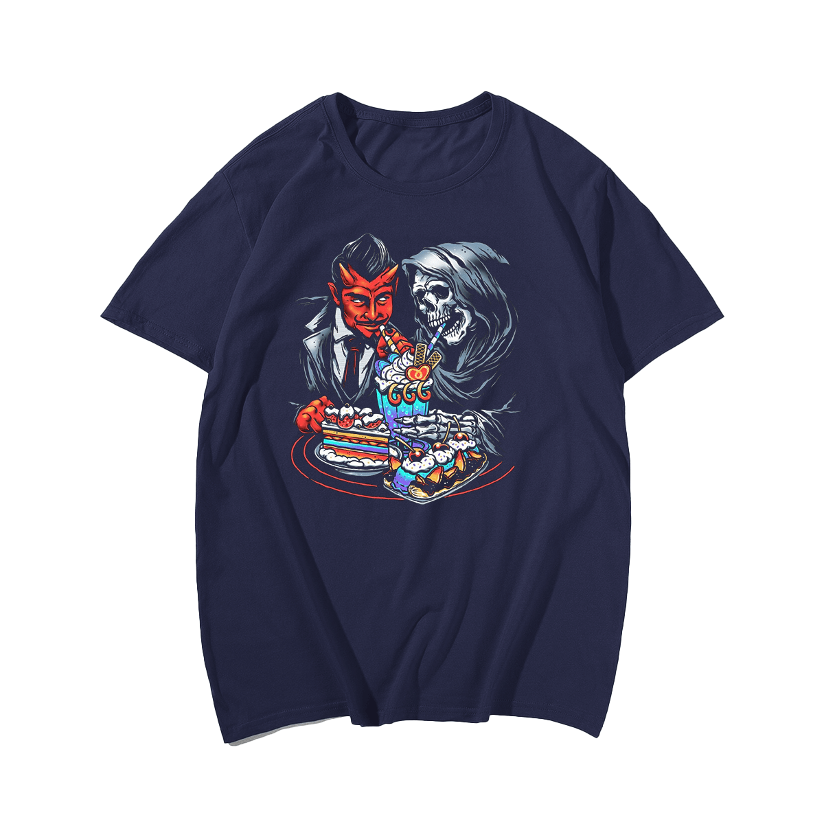 Devil and death men's plus size T-shirt 100% cotton