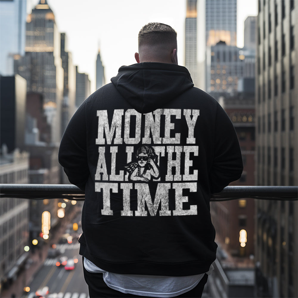 Spoof Angel Phone Letter Printed Men's Plus Size Hoodie
