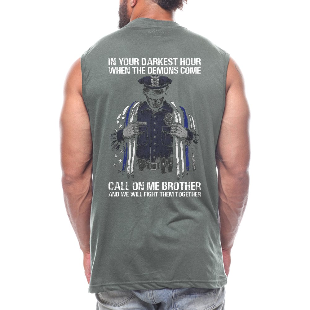 Thin Blue Line Darkest Hour Back fashion Sleeveless