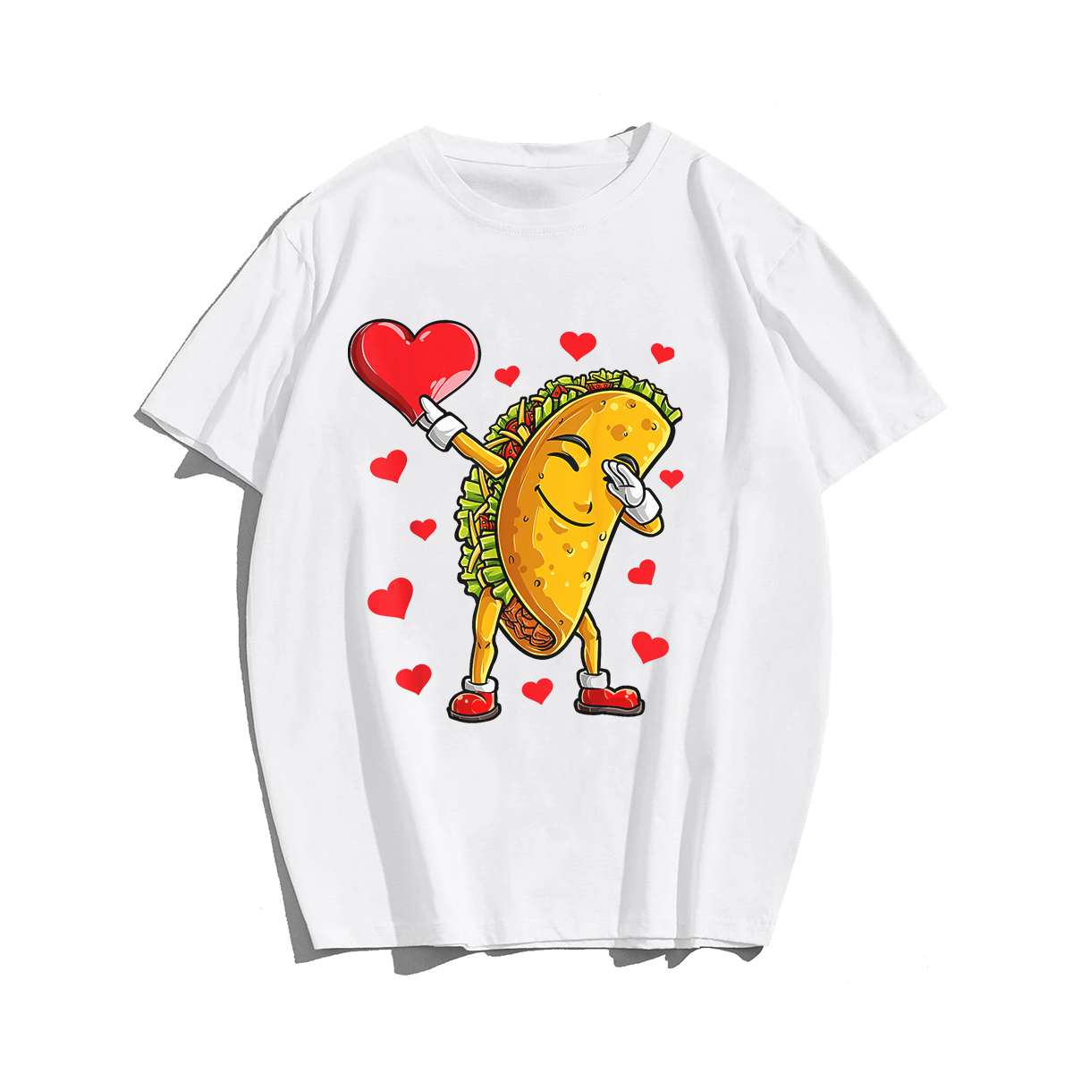 Dabbing Taco Valentines Day Heart T-Shirt, Men Plus Size Oversize T-shirt for Big & Tall Man