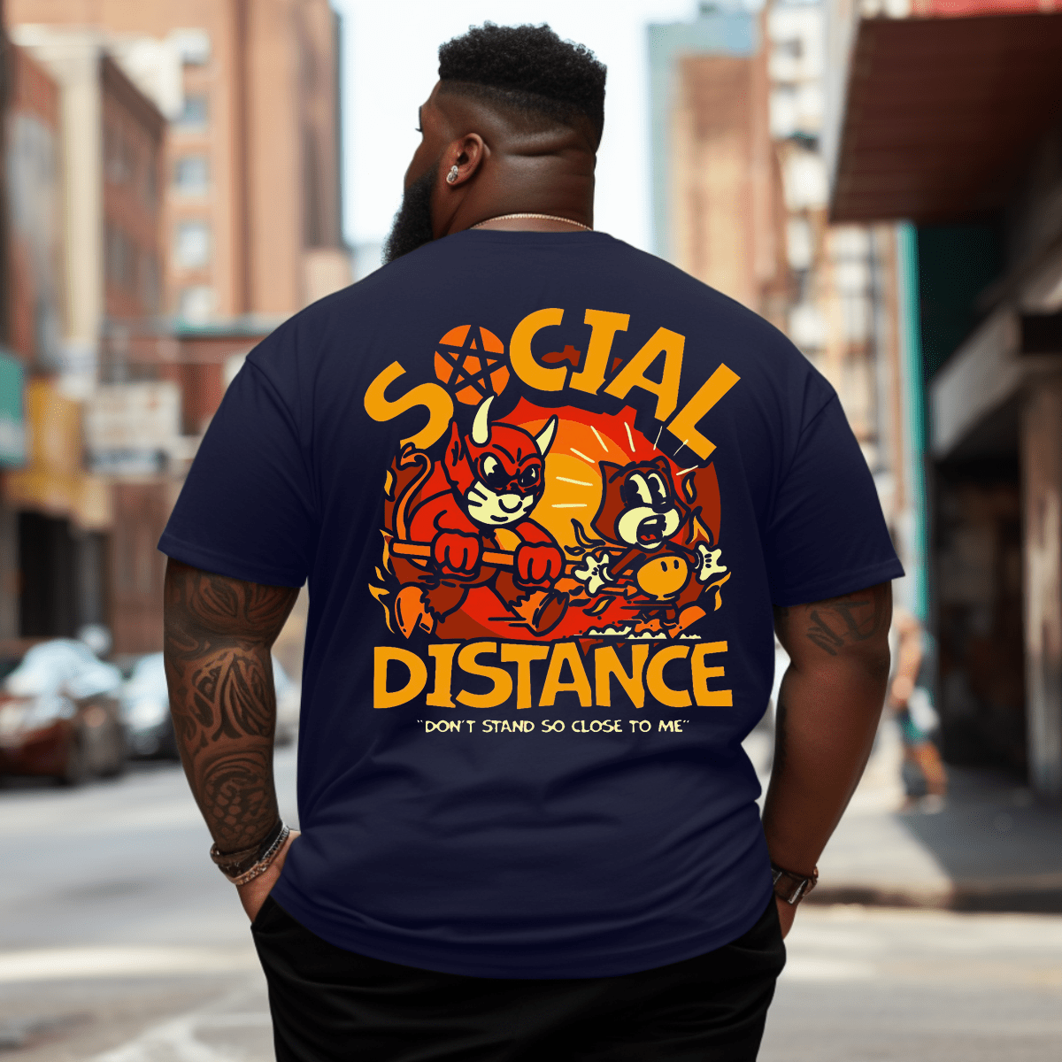 Keep Social Distance Plus Size Men T-Shirt