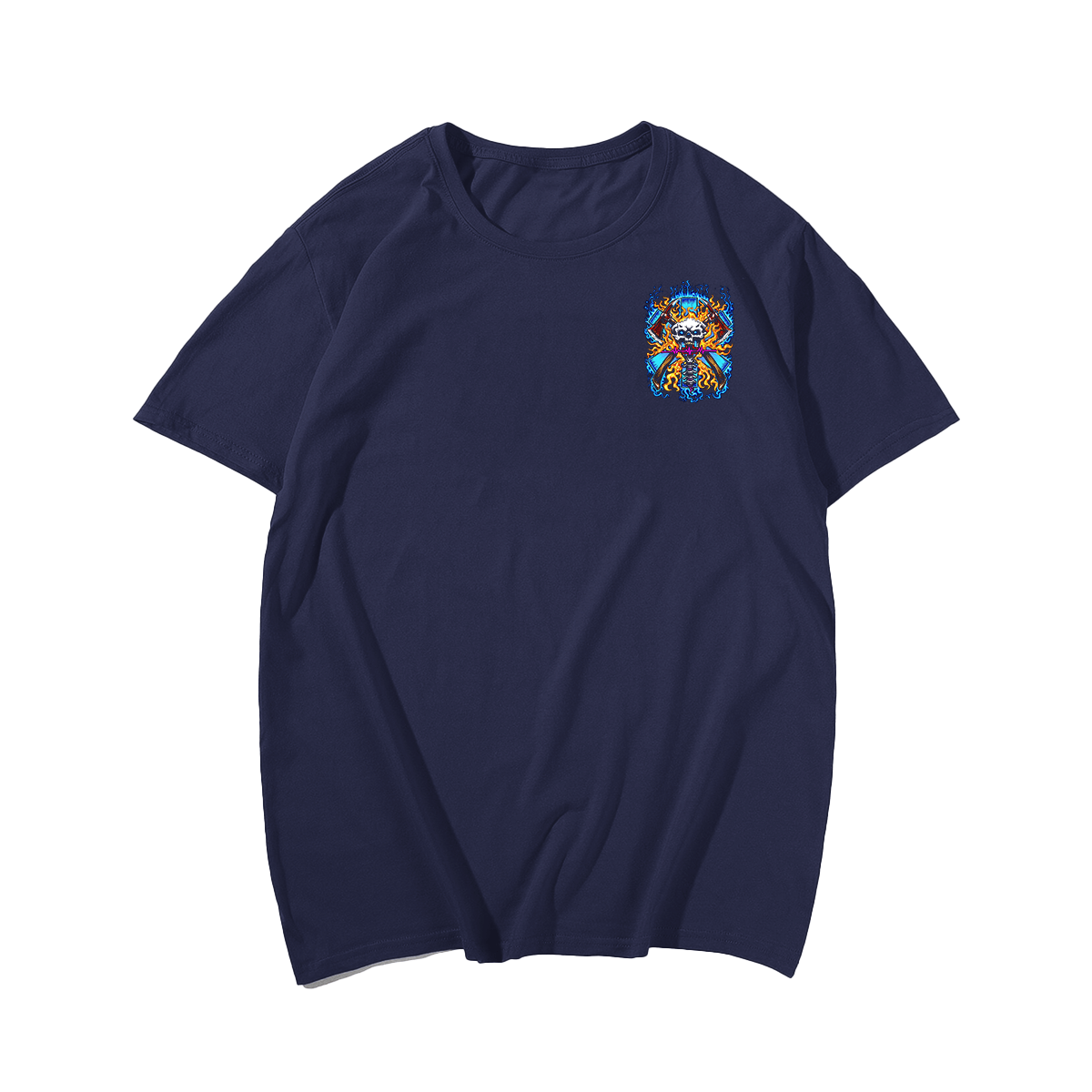 Axe Skull Fire Plus Size Men T-Shirt