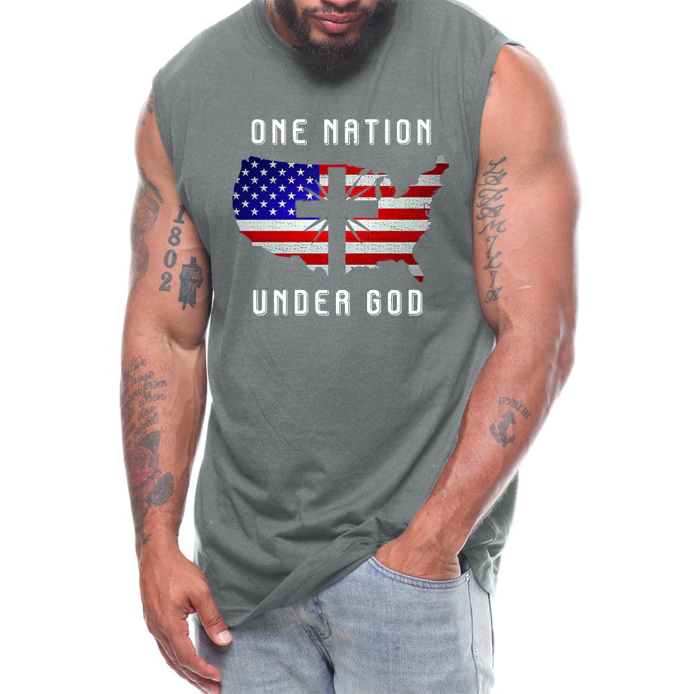 One Nation Under God Cross USA Flag
