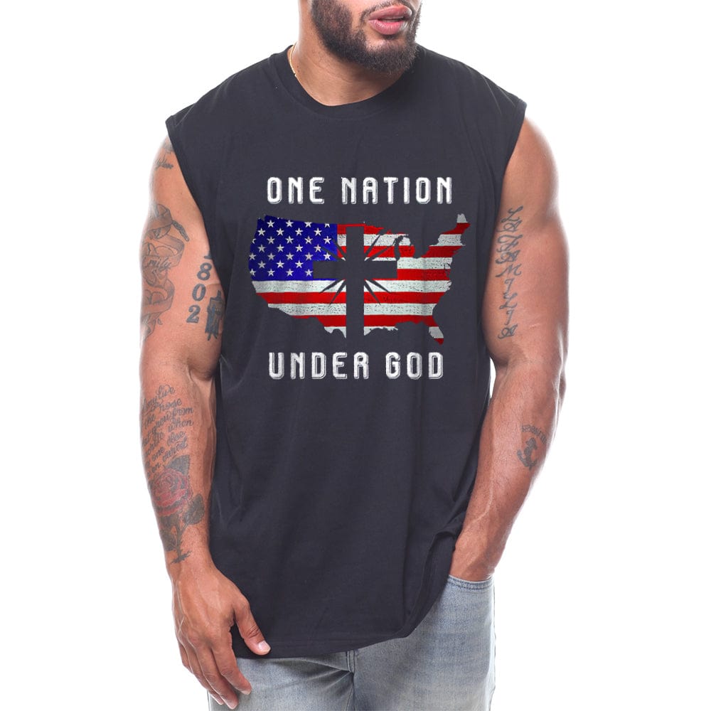 One Nation Under God Cross USA Flag
