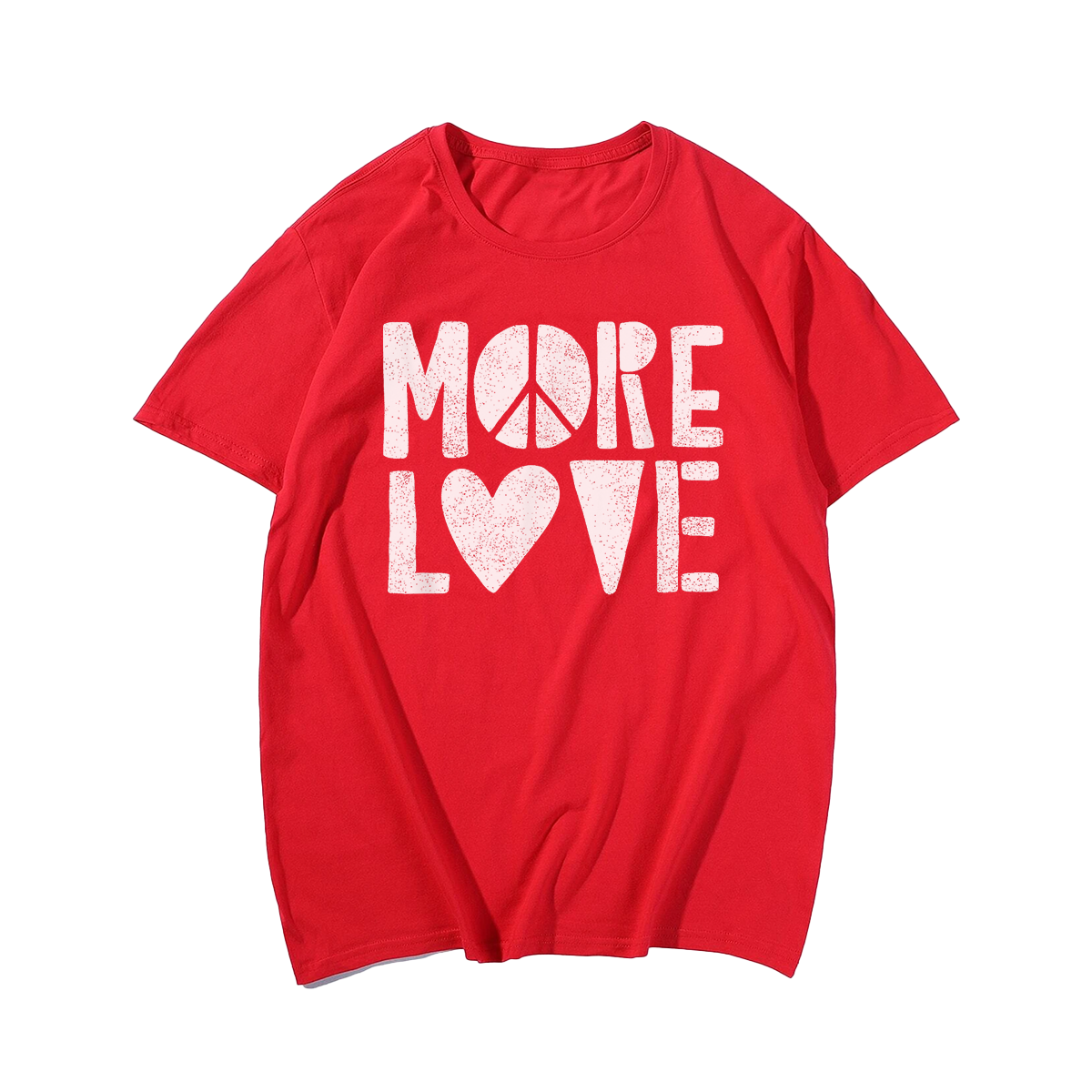 More Love Heart Red Valentines Day Retro Vintage T-Shirt, Men Plus Size Oversize T-shirt for Big & Tall Man