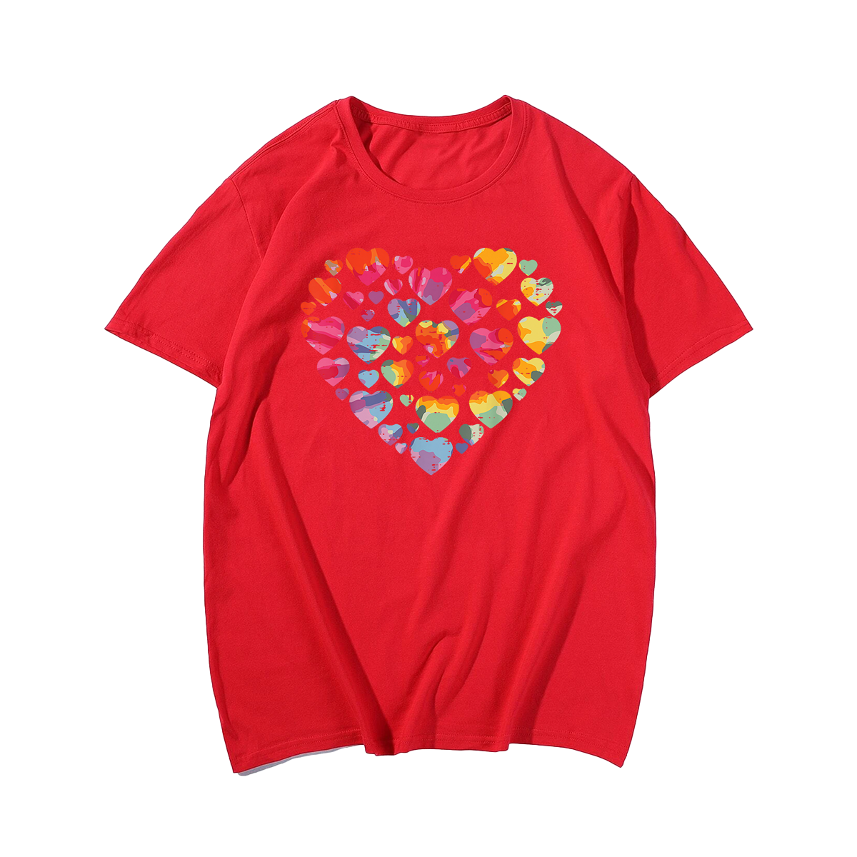 Valentines Day Heart Hearts T-Shirt, Men Plus Size Oversize T-shirt for Big & Tall Man