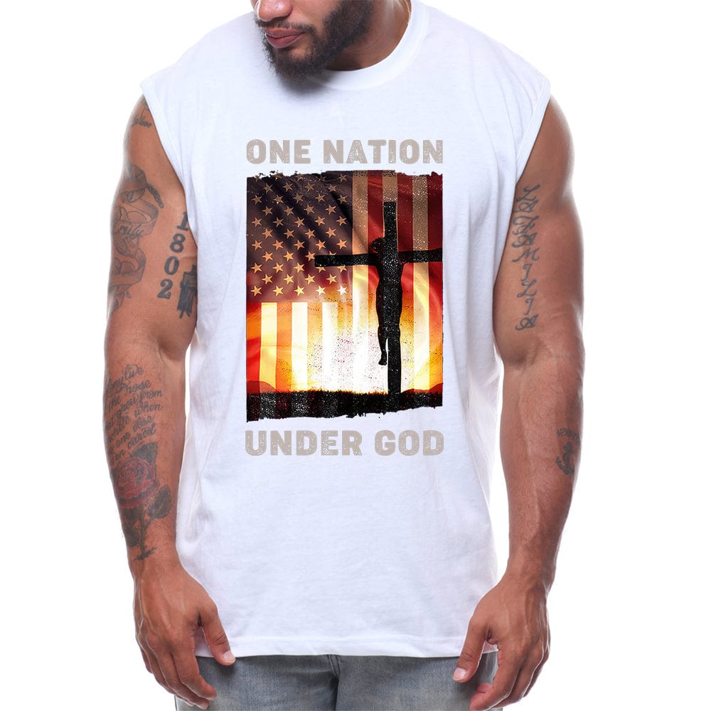 One Nation Under God USA flag Crucifix