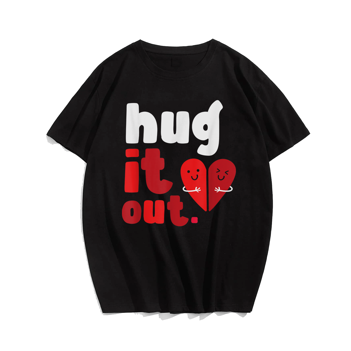 Hug It Out Valentines Day Retro Vintage T-Shirt, Men Plus Size Oversize T-shirt for Big & Tall Man