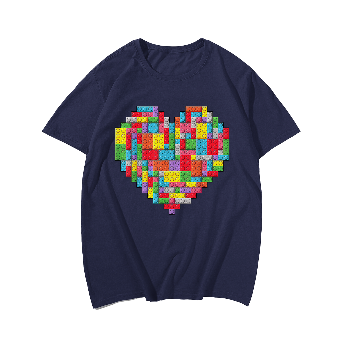 Block Brick Building Heart Valentines Day T-shirt, Men Plus Size Oversize T-shirt for Big & Tall Man