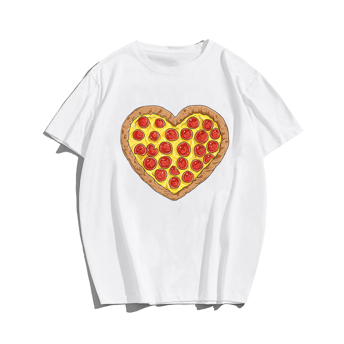 Pizza Heart Valentines Day T-Shirt, Men Plus Size Oversize T-shirt for Big & Tall Man