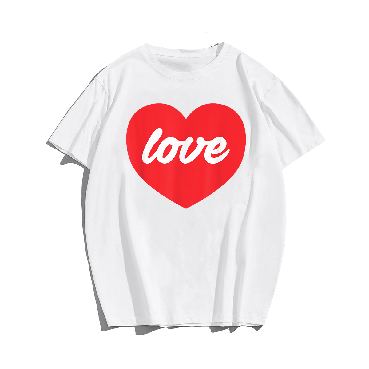 Love Heart Valentines Day T-Shirt, Men Plus Size Oversize T-shirt for Big & Tall Man