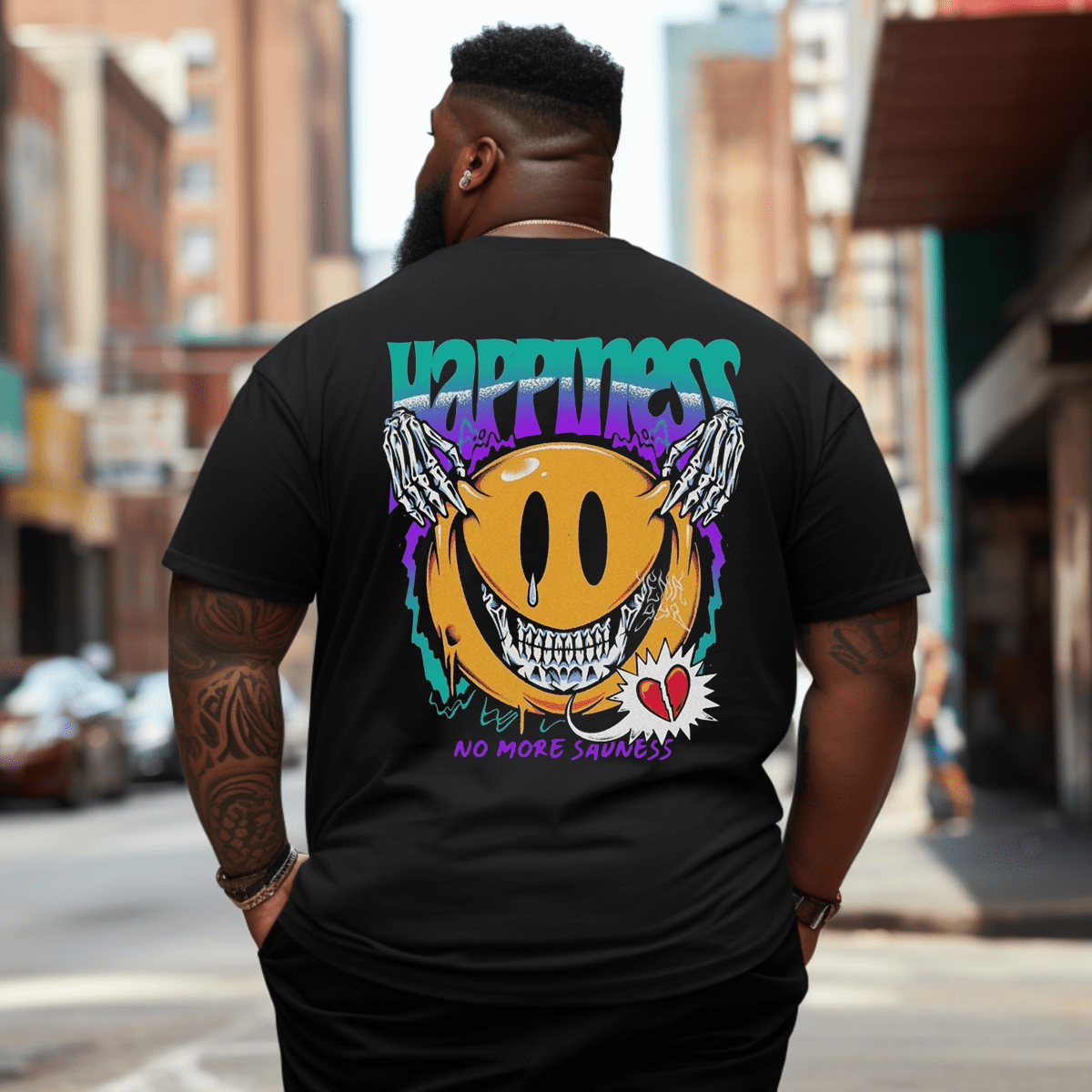 No More Sadness Plus Size Men T-Shirt