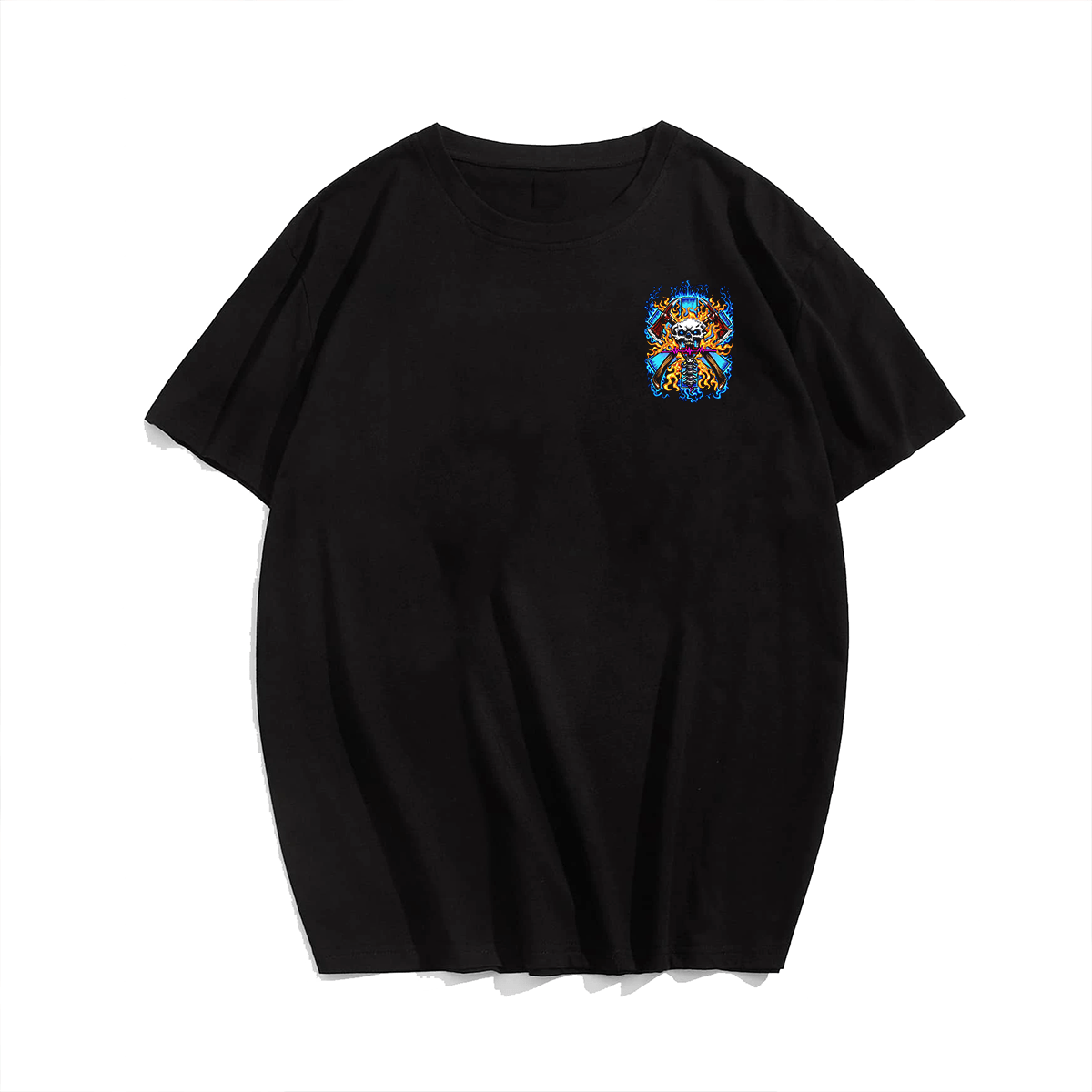 Axe Skull Fire Plus Size Men T-Shirt