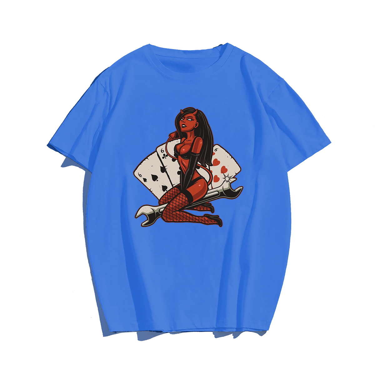 Sexy devil men's plus size T-shirt 100% cotton