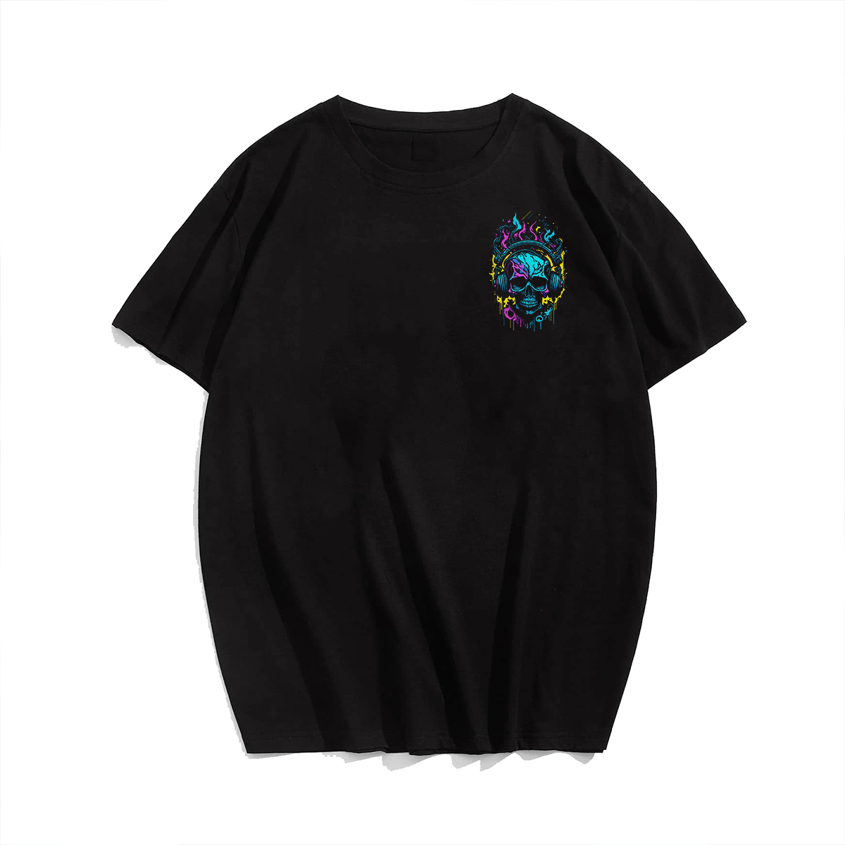 Music Skull Headphone Skull Men T-Shirt OverSize Plus Size Man Clothing 1XL-9XL