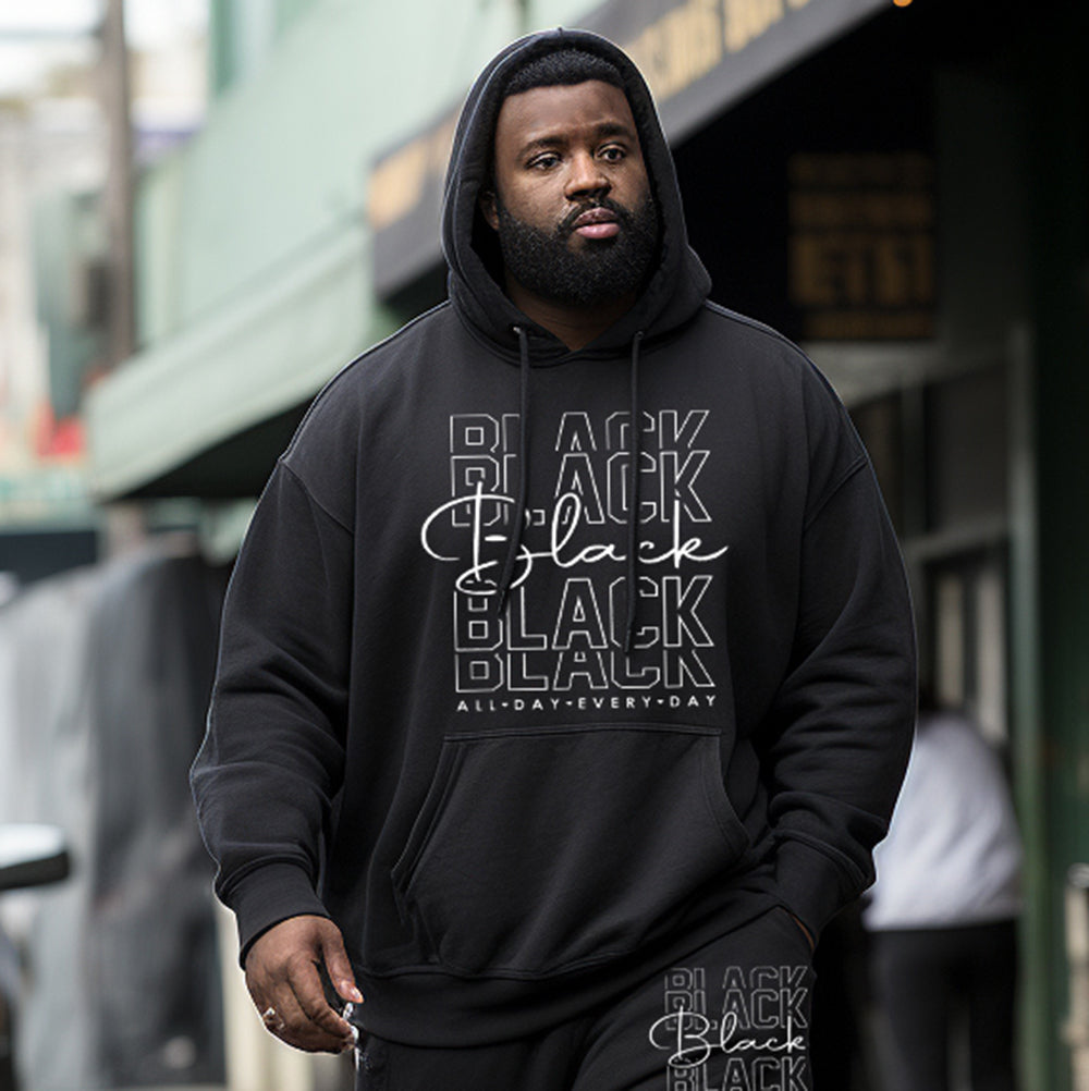Black Men's Big&Tall Hoodie Two-Piece Set