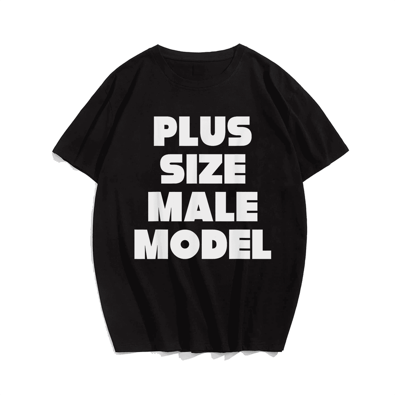 Plus Size Male Model T-shirt for Men, Oversize Plus Size Big & Tall Man Clothing
