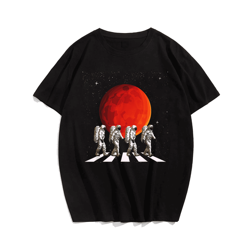 Walking Astronauts T-Shirt, Plus Size Oversize T-shirt for Big & Tall Man