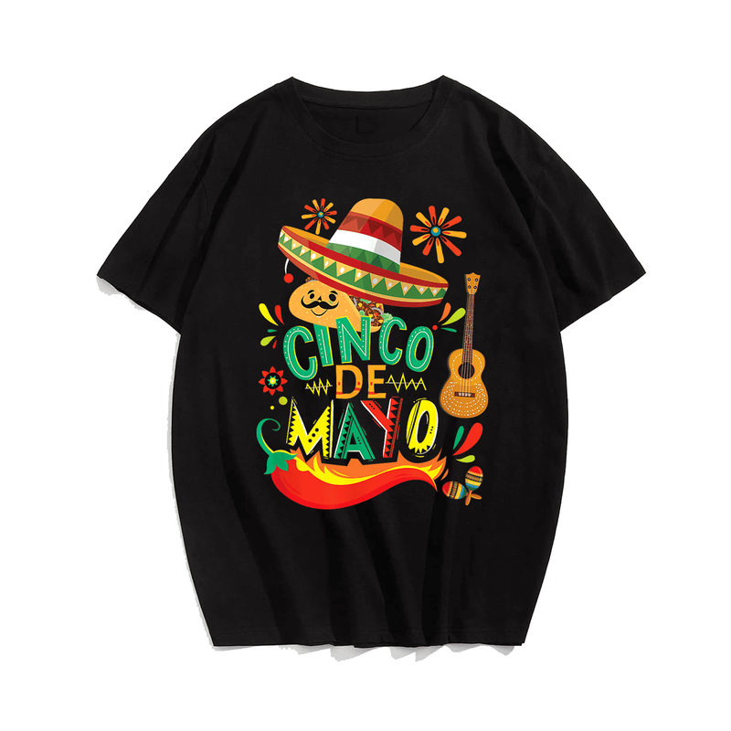 Cinco de mayo Fiesta Funny Camisa 5 de mayo Viva Mexico T-Shirt, Plus Size T-shirt for Big & Tall Man
