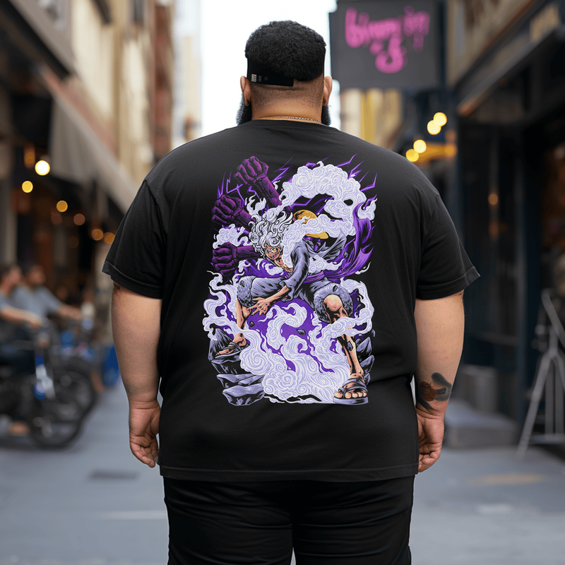 Luffy Gear 5 Fashion Men T-Shirt, Plus Size Oversized T-Shirt for Big and Tall 1XL-9XL