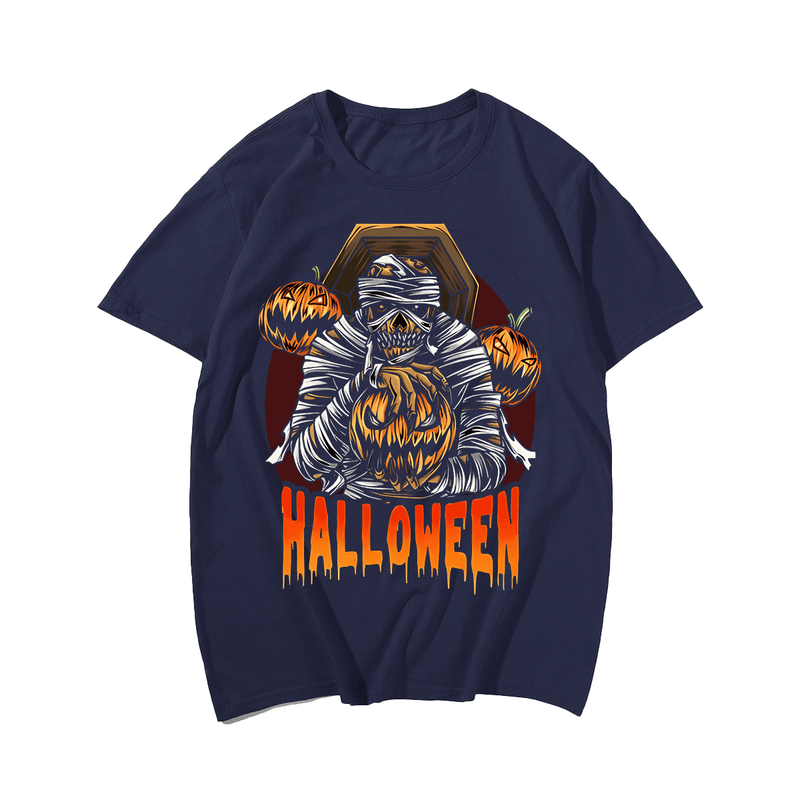 Halloween Pumpkins T-Shirt, Plus Size Oversize T-shirt for Big & Tall Man