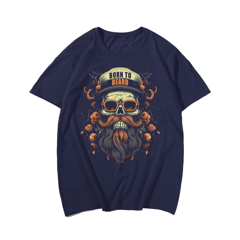 Born To Beard Men T Shirt, Plus Size Oversize T-shirt for Big & Tall Man