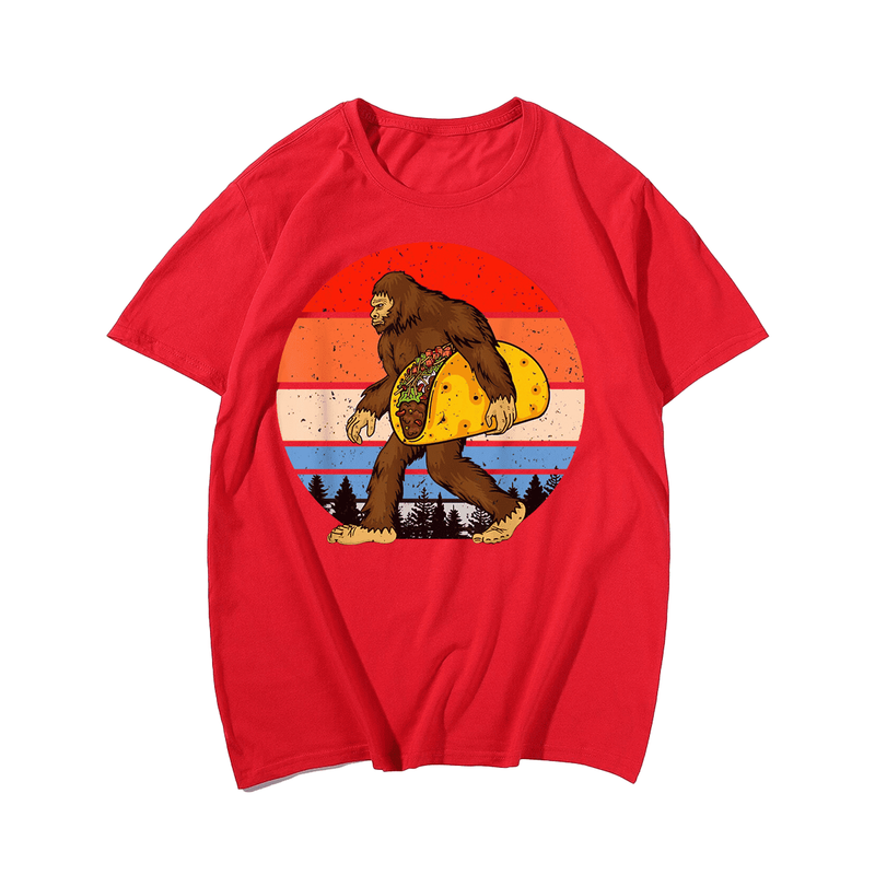 Bigfoot Hold A Taco Men Plus Size T-Shirt for Big & Tall