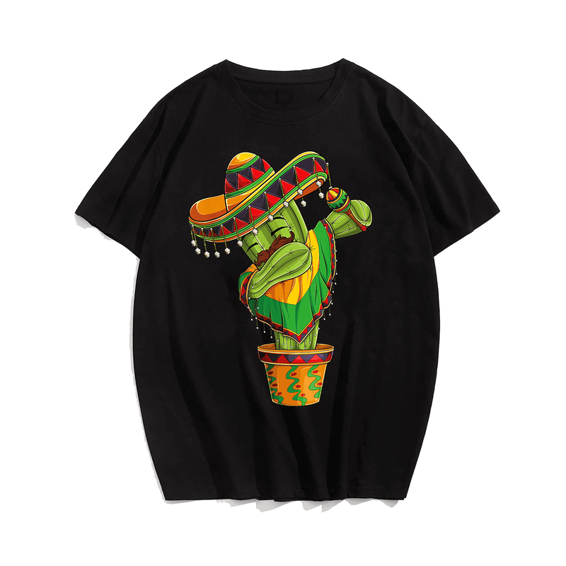 Dabbing Cactus Mexican poncho Men T-Shirt, Plus Size T-shirt for Big & Tall Man