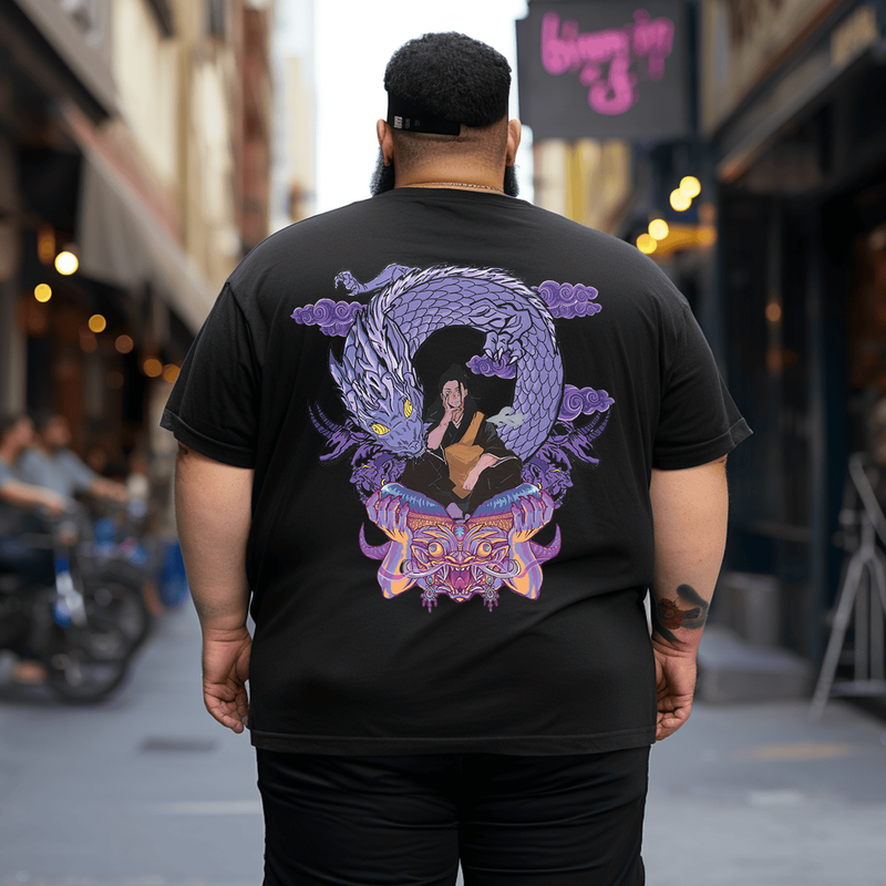 Anime Plus Size T-Shirt for Men, Oversized T-Shirt for Big and Tall Man