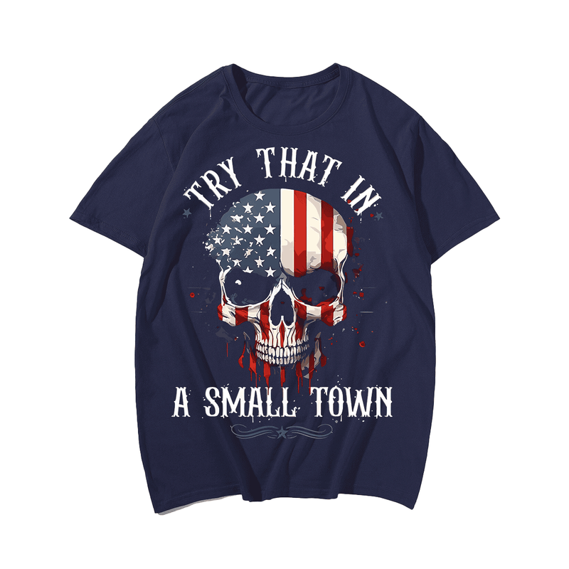 That in A Small Town Country Music Skull Men's T-Shirt, Plus Size Oversize T-shirt for Big & Tall Man