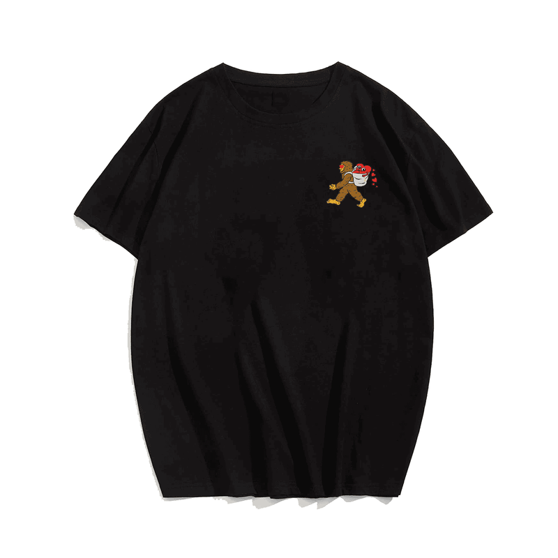 Bigfoot Heart Sasquatch Love 2# T-Shirt, Men Plus Size Oversize T-shirt for Big & Tall