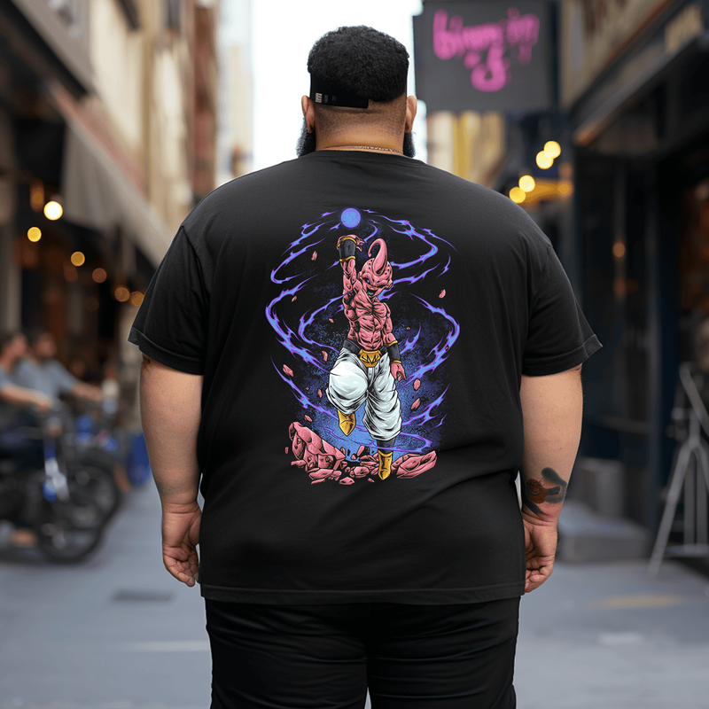 Anime Plus Size T-Shirt for Men, Oversized T-Shirt for Big and Tall Man