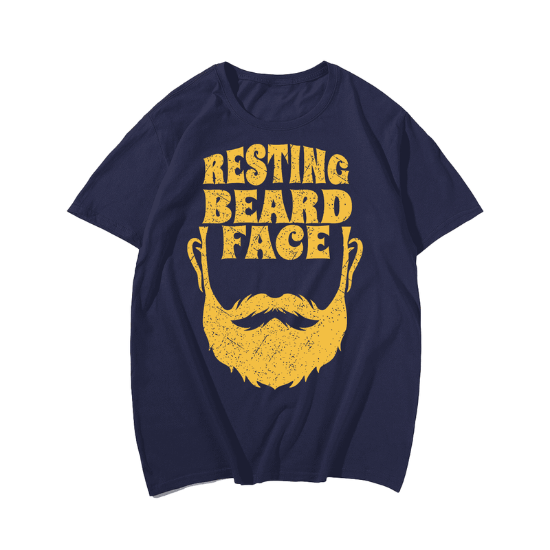 Vintage Distressed Resting Beard Face Funny Beard T-Shirt, Plus Size Oversize T-shirt for Big & Tall Man