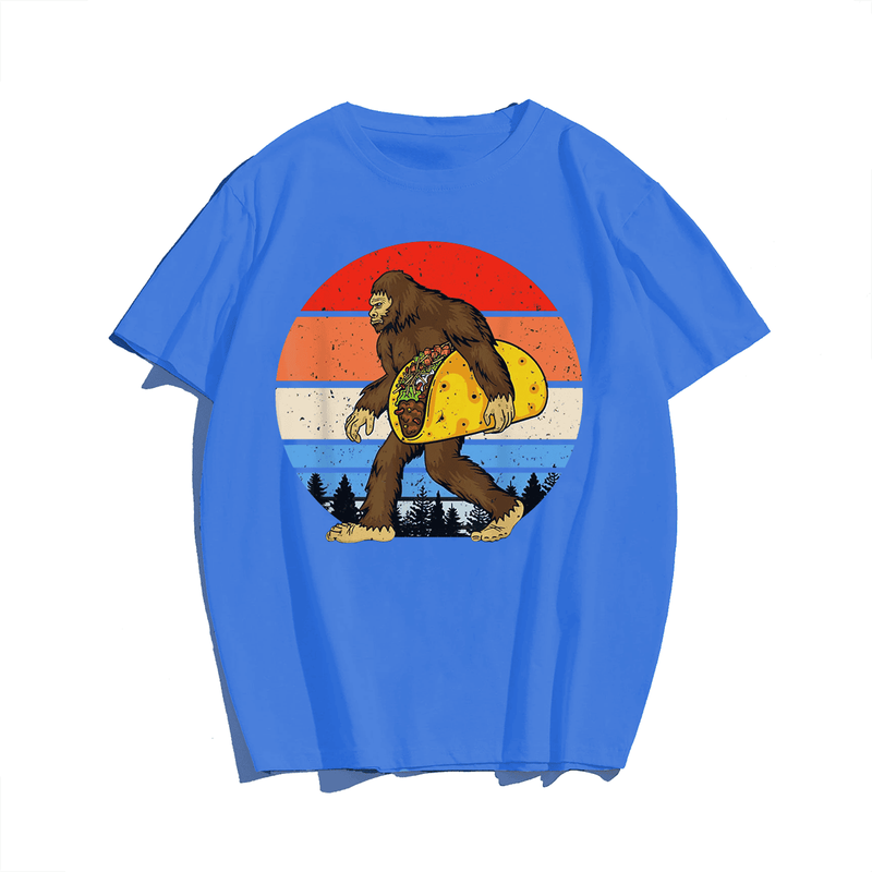 Bigfoot Hold A Taco Men Plus Size T-Shirt for Big & Tall