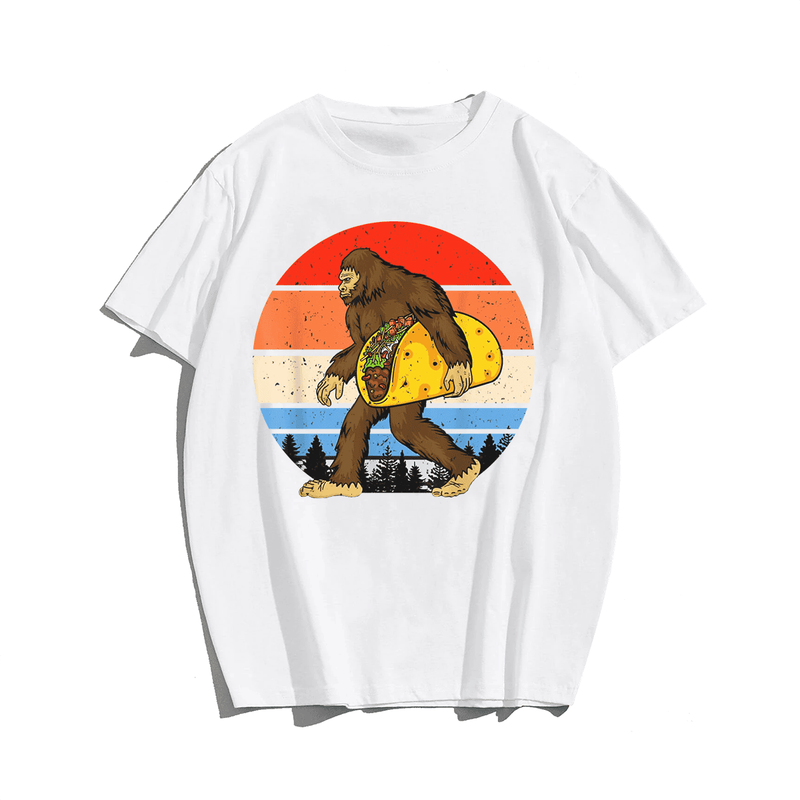 Bigfoot Hold A Taco Men Plus Size T-Shirt for Big & Tall