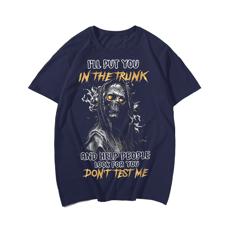 Skeleton Letter Graphic Men's T-Shirt, Plus Size Oversize T-shirt for Big & Tall Man