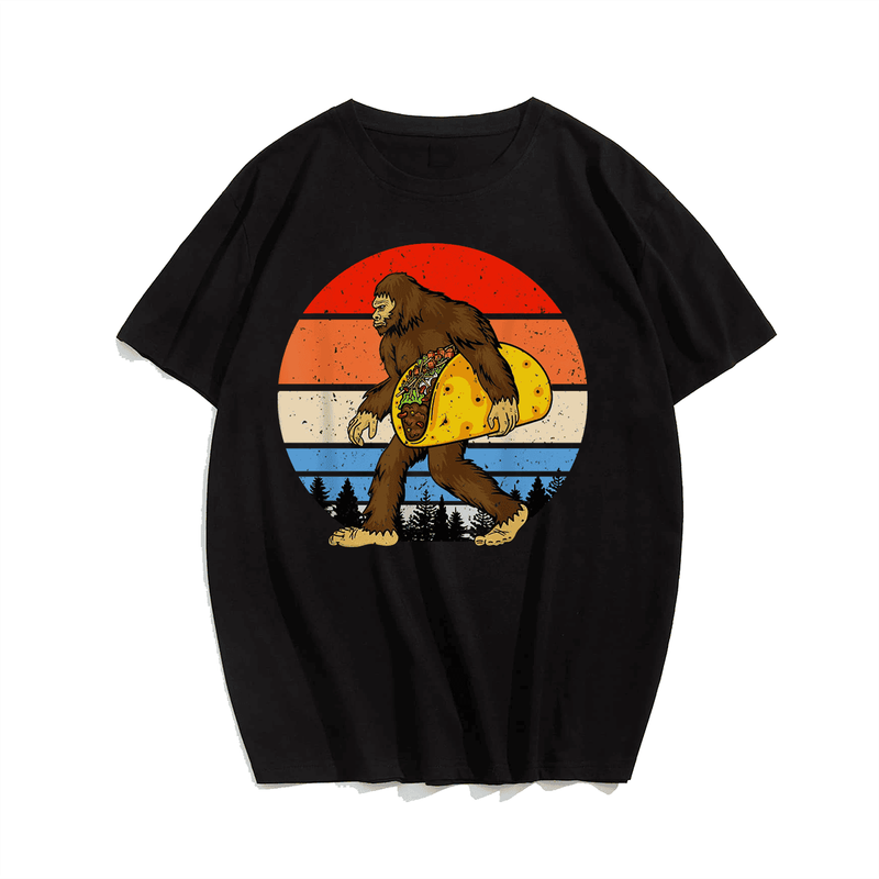 Bigfoot Hold A Taco Men Plus Size T-Shirt for Big & Tall
