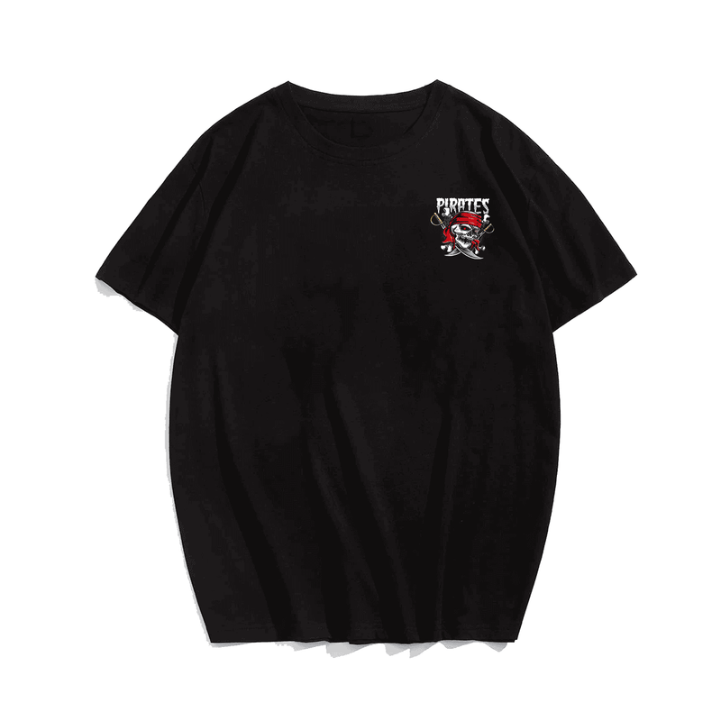 Pirates Skull with Sword T-Shirt, Oversized T-Shirt for Big and Tall