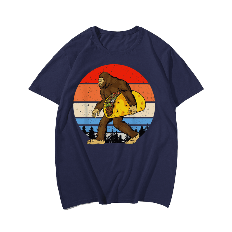 Bigfoot Hold A Taco Men Plus Size T-Shirt for Big & Tall