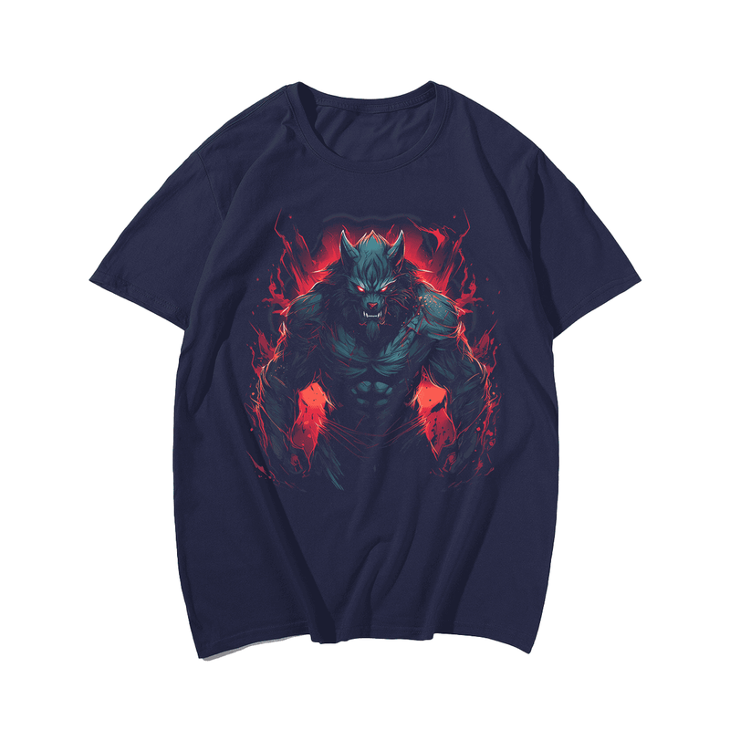Scary Werewolf Full Moon Costume Horror Werewolf T-Shirt, Plus Size Oversize T-shirt for Big & Tall Man