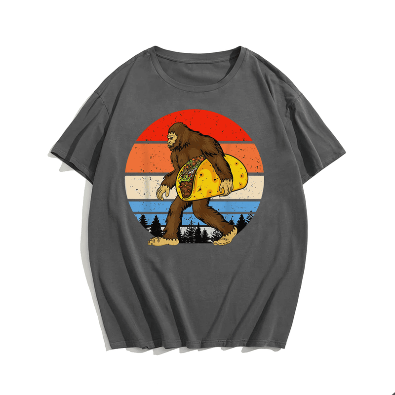 Bigfoot Hold A Taco Men Plus Size T-Shirt for Big & Tall