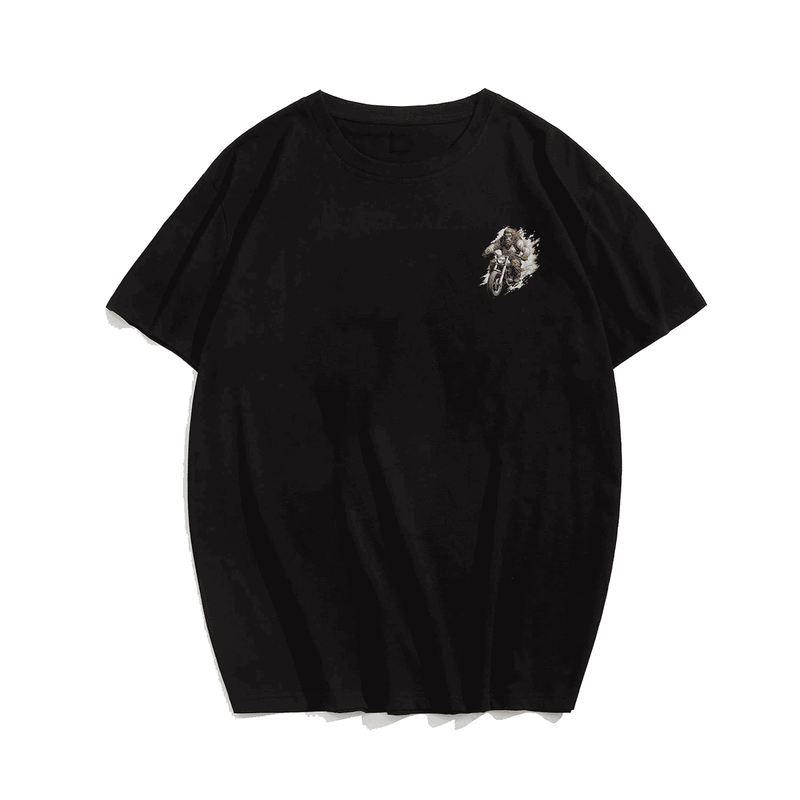 Bigfoot Motorcycle 2# T-Shirt, Men Plus Size T-shirt for Big & Tall