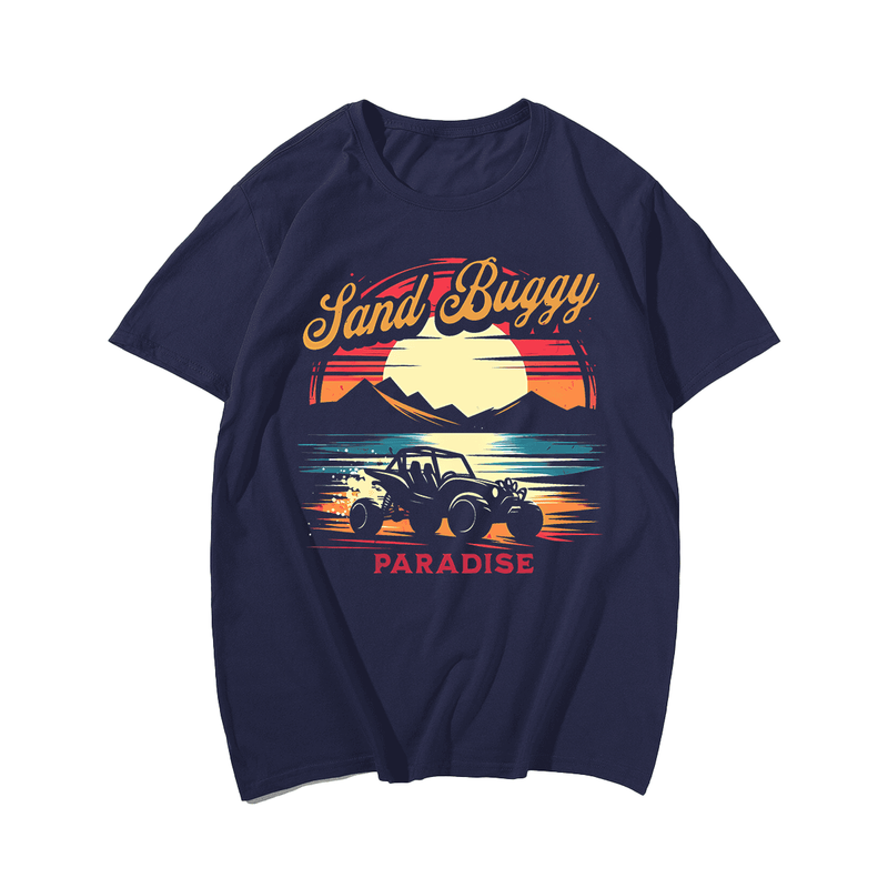 Sand Buggy Paradise Sunset T-Shirt, Plus Size Oversize T-shirt for Big & Tall Man