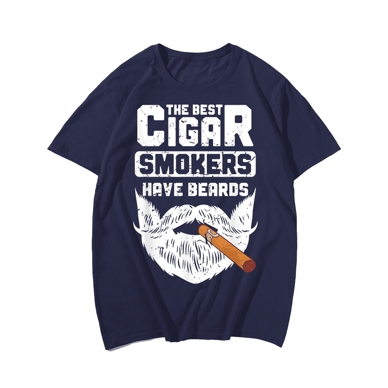 Mens The Best Cigar Smokers Have Beards Cigar Smoker T-Shirt, Plus Size Oversize T-shirt for Big & Tall Man