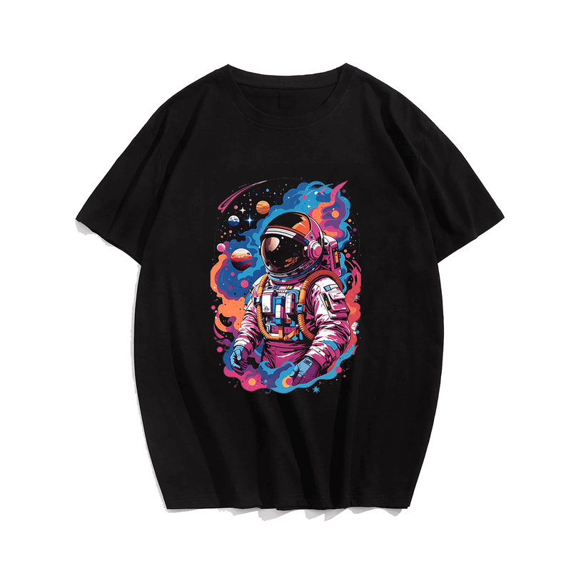 Space Man T-Shirt, Plus Size Oversize T-shirt for Big & Tall Man
